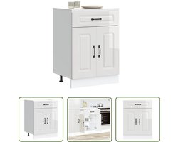 vidaXL Keuken Opslag - Keuken Onderkasten - Keuken onderkast Kalmar bewerkt hout hoogglans wit - Houten Keuken - Witte Keuken - Kookeiland