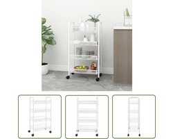 vidaXL Keuken Organisatie - Keuken Trolley - Keukentrolley 4-laags 46x26x85 cm ijzer wit - Kookeiland - Keukenaccessoires - Wit Kastje