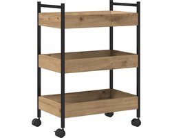 vidaXL - Keuken - Trolley - Artisan - Eiken - 50 - x - 30 - x - 70 - cm - Bewerkt - hout