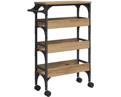 vidaXL - Keuken - Trolley - Artisan - Eiken - Bewerkt - hout