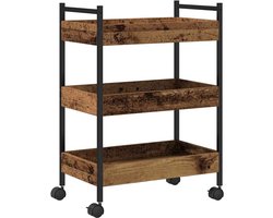 vidaXL - Keuken - Trolley - Oud - hout - 50 - x - 30 - x - 70 - cm - Bewerkt - hout