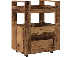 vidaXL - Keuken - Trolley - Oud - hout - 60 - x - 45 - x - 80 - cm - Bewerkt - hout