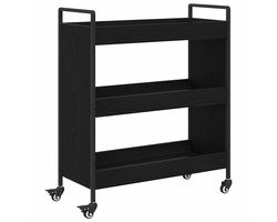 vidaXL - Keuken - Trolley - Zwart - Eiken - 70 - x - 30 - x - 82 - cm - Bewerkt - hout