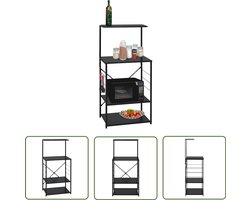 vidaXL Keukenapparatuur - Magnetronkast - Magnetronkast 60x39,6x123 cm bewerkt hout zwart - Opslagoplossing - Wandkast - Kookeiland