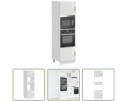 vidaXL Keukenapparatuur - Ovenkast - Ovenkasten 2 st Kalmar bewerkt hout glanzend wit - Houten Kast - Glazen Kast - Opslagoplossing