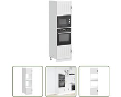 vidaXL Keukenapparatuur - Ovenkast - Ovenkasten 2 st Lucca bewerkt hout wit - Houten Kast - Kalmar Serie - Opslagoplossing