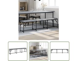 vidaXL Keukenbank - Eettafelbank - Eetkamerbank 186x32x45 cm staal en stof lichtgrijs - Eetkamerbank - Halbank - Comfortabele Bank