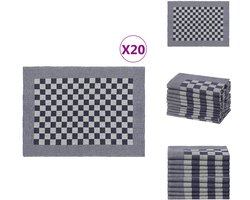 vidaXL Keukendoek - Keukendoeken - Theedoek - Vaatdoek - Keukendoeken 20 st 50x70 cm katoen blauw en wit