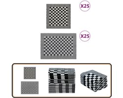 vidaXL Keukendoekenset - 50-delig - Katoen - Zwart/Wit Keukenspullen - Keukendoeken - Theedoeken - Handdoeken - Katoenen Doeken