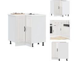 vidaXL Keukenhoek Onderkast - Keukenhoek Onderkasten - Keuken Hoekonderkast - Keuken Hoekonderkasten - Keuken hoekonderkast Lucca bewerkt hout hoogglans wit