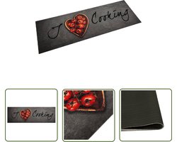 vidaXL Keukenloper - Keukenmat - Keukenmat wasbaar kooktekst 60x180 cm fluweel - Vloerkleden - Tapijten - Antislip Mat
