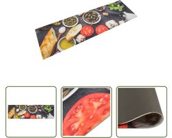 vidaXL Keukenloper - Keukenmat - Keukenmat wasbaar wijn- en dinerprint 45x150 cm fluweel - Vinylvloer - Tapijtkleden - Woon Accessoires