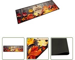 vidaXL Keukenmat - Keukenloper - Keukenmat wasbaar herfstprint 45x150 cm fluweel - Vloerkleden - Absorberende Mat - Antislip Mat