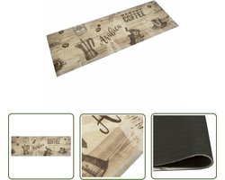 vidaXL Keukenmat - Keukenloper - Keukenmat wasbaar koffieprint 60x180 cm fluweel bruin - Vloerkleden - Antislip Mat - Fluweel