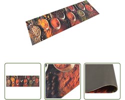 vidaXL Keukenmat - Keukenloper - Keukenmat wasbaar lepel- en kruidenprint 60x180 cm fluweel - Vloerkleden - Keukentapijt - Lepels Print
