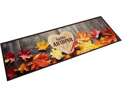 vidaXL - Keukenmat - wasbaar - herfstprint - 45x150 - cm - fluweel