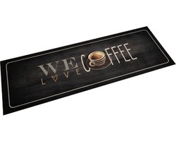 vidaXL - Keukenmat - wasbaar - koffietekst - 60x180 - cm - fluweel