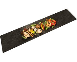 vidaXL - Keukenmat - wasbaar - kruidenprint - 60x300 - cm - fluweel