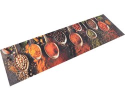 vidaXL - Keukenmat - wasbaar - lepel- - en - kruidenprint - 45x150 - cm - fluweel