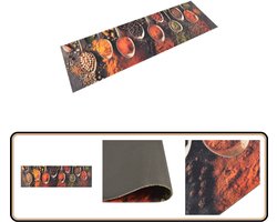 vidaXL Keukenmat Wasbaar - Lepel en Kruidenprint - 45x150 cm Keukenmat - Vloerkleed - Keukentapijt - Antislip Mat - Fluweel Mat