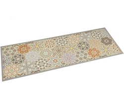vidaXL - Keukenmat - wasbaar - zeshoekpastelprint - 60x180 - cm - fluweel