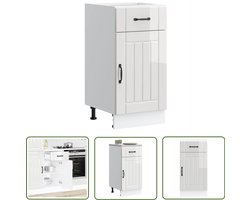 vidaXL Keukenonderkasten - Keukenkasten - Keuken onderkast Lucca bewerkt hout hoogglans wit - Lucca Serie - Bewerkt Hout - Hoogglans Wit