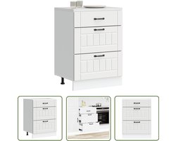 vidaXL Keukenonderkasten - Keukenkasten - Keuken onderkast Lucca bewerkt hout wit - Houten Keukenkasten - Witte Keukenkasten - Lucca Serie