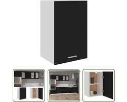 vidaXL Keukenopbergruimte - Hangkast - Hangkast Lyon 39,5x31x60 cm bewerkt hout zwart - Houten Kast - Zwarte Kast - Compact Kastje