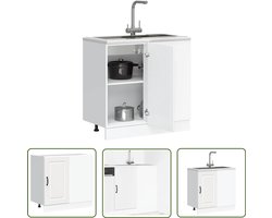 vidaXL Keukenopstelling - Keuken Onderkast - Keuken onderkast Kalmar bewerkt hout wit - Opslagruimte - Houten Kast - Wit Interieur