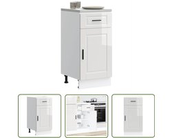 vidaXL Keukenopstelling - Keuken Onderkast - Keuken onderkast Porto bewerkt hout hoogglans wit - Opslagruimte - Houten Keukenkasten - Witte Keuken