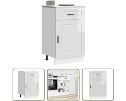 vidaXL Keukenopstelling - Keuken Onderkasten - Keuken onderkast Porto bewerkt hout hoogglans wit - Kookeiland - Opslagruimte - Houten Keuken