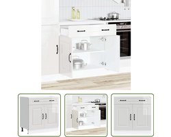 vidaXL Keukenopstelling - Keukenkasten - Keuken onderkast Kalmar bewerkt hout hoogglans wit - Opslagruimte - Houten Keukenkast - Witte Keuken