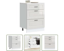 vidaXL Keukenopstelling - Keukenonderkast - Keuken onderkast Porto bewerkt hout hoogglans wit - Opslagruimte - Houten Keuken - Hoogglans Wit