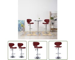 vidaXL Keukenstoelen - Barstühlen - Barkrukken 2 st kunstleer wijnrood - Eetkamerstoelen - Krukjes - Rode Meubels