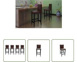 vidaXL Keukenstoelen - Barstühlen - Barkrukken 4 st kunstleer donkerbruin - Eetkamerstoelen - Design Meubels - Bruine Bankjes