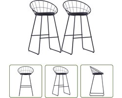 vidaXL Keukenstoelen - Barstühlen - Barstoelen 2 st kunstleer zwart - Zwarte Barkrukken - Metalen Stoelen - Comfortabele Stoelen