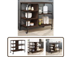 vidaXL Keukentrolley - 100x45x89,5 cm - Bruin Eikenkleur Keuken Trolley - Keukentrolley - Vintage Keuken - Opbergruimte Keuken - Multifunctionele Trolley