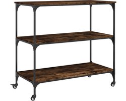 vidaXL - Keukentrolley - 102x50x95 - cm - bewerkt - hout - gerookt - eikenkleurig