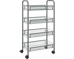 vidaXL - Keukentrolley - 4-laags - 46x26x85 - cm - ijzer - grijs