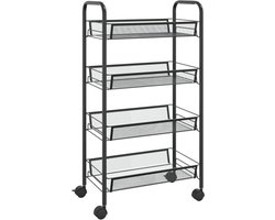 vidaXL - Keukentrolley - 4-laags - 46x26x85 - cm - ijzer - zwart