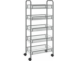 vidaXL - Keukentrolley - 5-laags - 46x26x105 - cm - ijzer - grijs