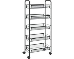 vidaXL - Keukentrolley - 5-laags - 46x26x105 - cm - ijzer - zwart