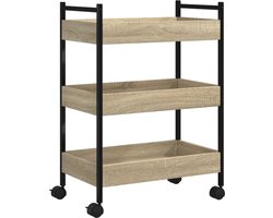 vidaXL - Keukentrolley - 50x30x70 - cm - bewerkt - hout - sonoma - eikenkleurig