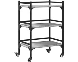 vidaXL - Keukentrolley - 50x35x75,5cm - bewerkt - hout - grijs - sonoma - eikenkleur