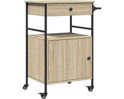 vidaXL - Keukentrolley - 56x43x89,5 - cm - bewerkt - hout - sonoma - eikenkleurig