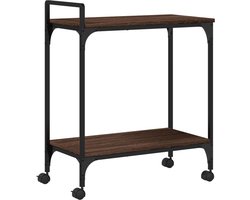 vidaXL - Keukentrolley - 60,5x31x72,5 - cm - bewerkt - hout - bruin - eikenkleurig