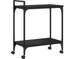 vidaXL - Keukentrolley - 60,5x31x72,5 - cm - bewerkt - hout - zwart