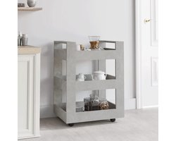 vidaXL - Keukentrolley - 60x45x80 - cm - bewerkt - hout - betongrijs