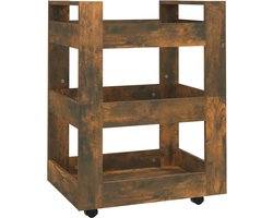 vidaXL - Keukentrolley - 60x45x80 - cm - bewerkt - hout - gerookt - eikenkleurig