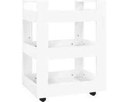 vidaXL - Keukentrolley - 60x45x80 - cm - bewerkt - hout - wit